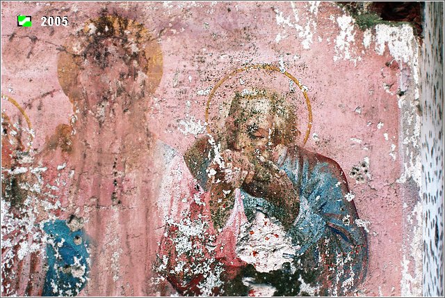 Церковь Иоанна Богослова, Фроловское (Юрьев-Польский район, Владимирская область). интерьер и убранство, Фрагмент фрески на южной стене основного объема