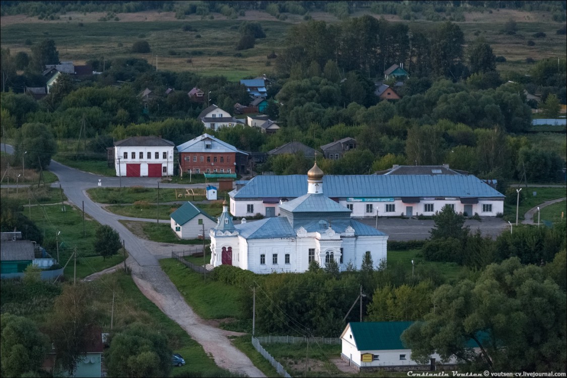 Сима. Церковь Димитрия Солунского. общий вид в ландшафте, Вид с высоты, юго-запад