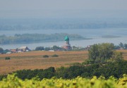 Церковь Космы и Дамиана, Вид церкви в панораме Брусян с дороги Сосновый Солонец - Севрюкаево<br>, Брусяны, Ставропольский район, Самарская область