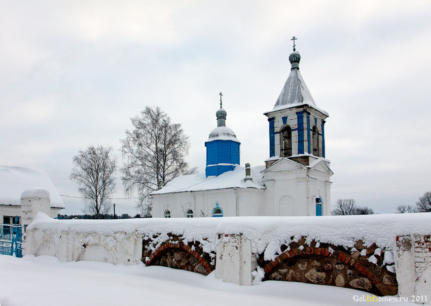 Молочково. Церковь Успения Пресвятой Богородицы. общий вид в ландшафте