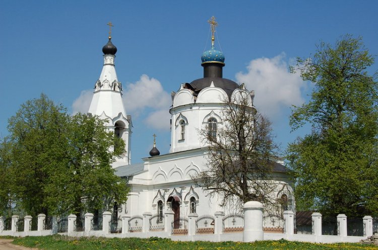 Домодедово. Церковь Космы и Дамиана в Меткине. общий вид в ландшафте