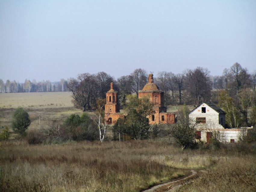 Церковь Покрова Пресвятой Богородицы, Потёмкино (Щёкинский район, Тульская область). общий вид в ландшафте, вид с левого берега Воздремка