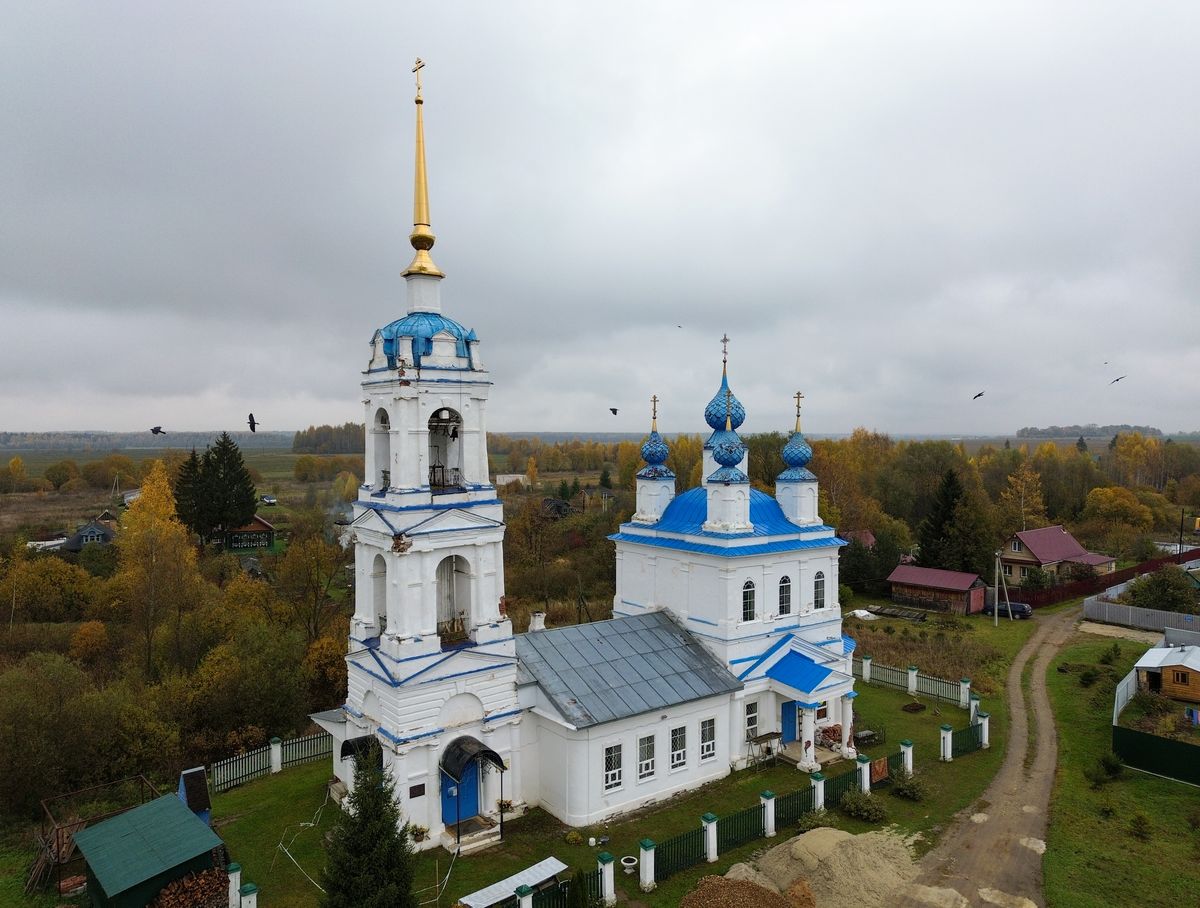 Церковь Рождества Христова, Давыдово (Ярославский район, Ярославская область). общий вид в ландшафте