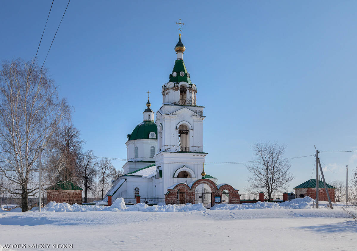 Церковь Богоявления Господня, Нечкино (Сарапульский район и г. Сарапул, Республика Удмуртия). общий вид в ландшафте