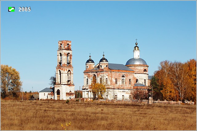 Церковь Воскресения Христова, Рощино (Петушинский район, Владимирская область). общий вид в ландшафте, Вид с юго-запада