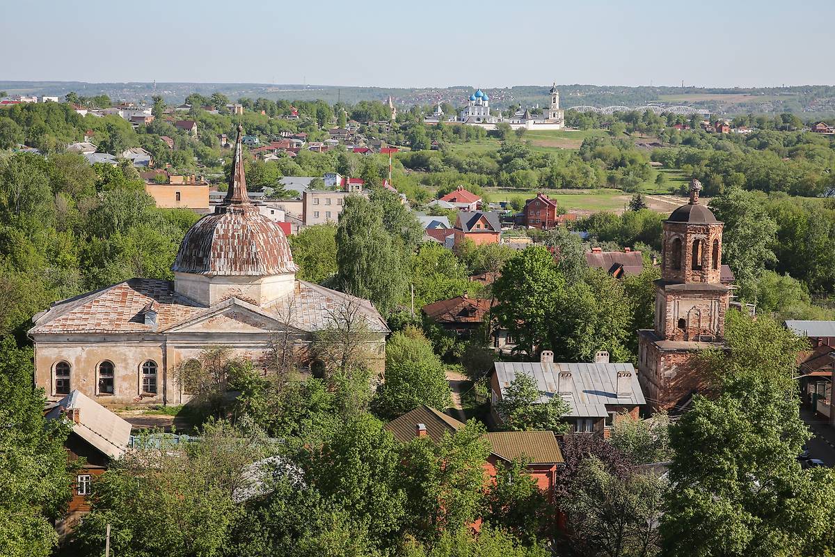 общий вид в ландшафте. Распятский монастырь, Серпухов (Серпуховский городской округ и гг. Протвино, Пущино, Московская область)