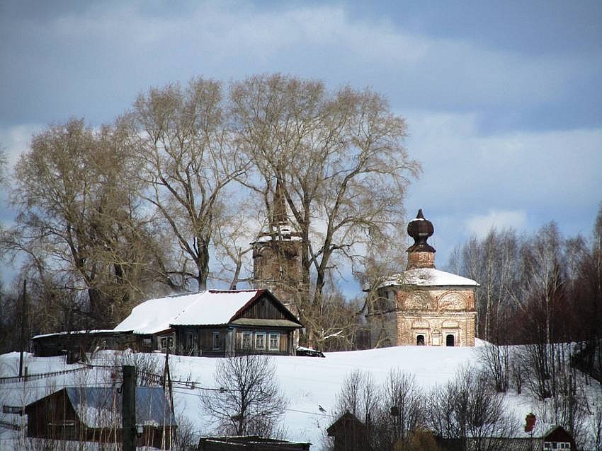Пыскор. Церковь Николая Чудотворца. общий вид в ландшафте, вид с юга