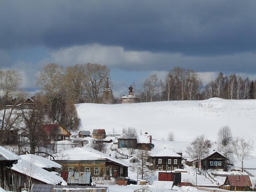 Церковь Николая Чудотворца, Пыскор (Усольский район, Пермский край). общий вид в ландшафте