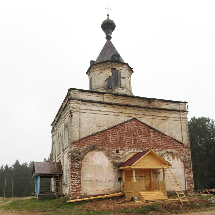 Пермас. Церковь Воздвижения Креста Господня. фасады, вид с запада