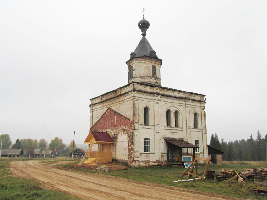 Пермас. Церковь Воздвижения Креста Господня. фасады, вид с юго-запада