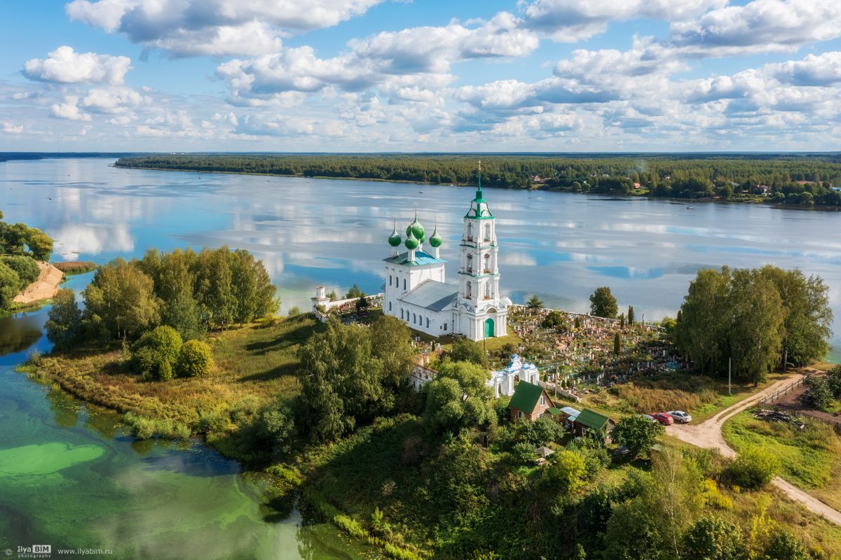 Диево-Городище. Церковь Троицы Живоначальной. общий вид в ландшафте