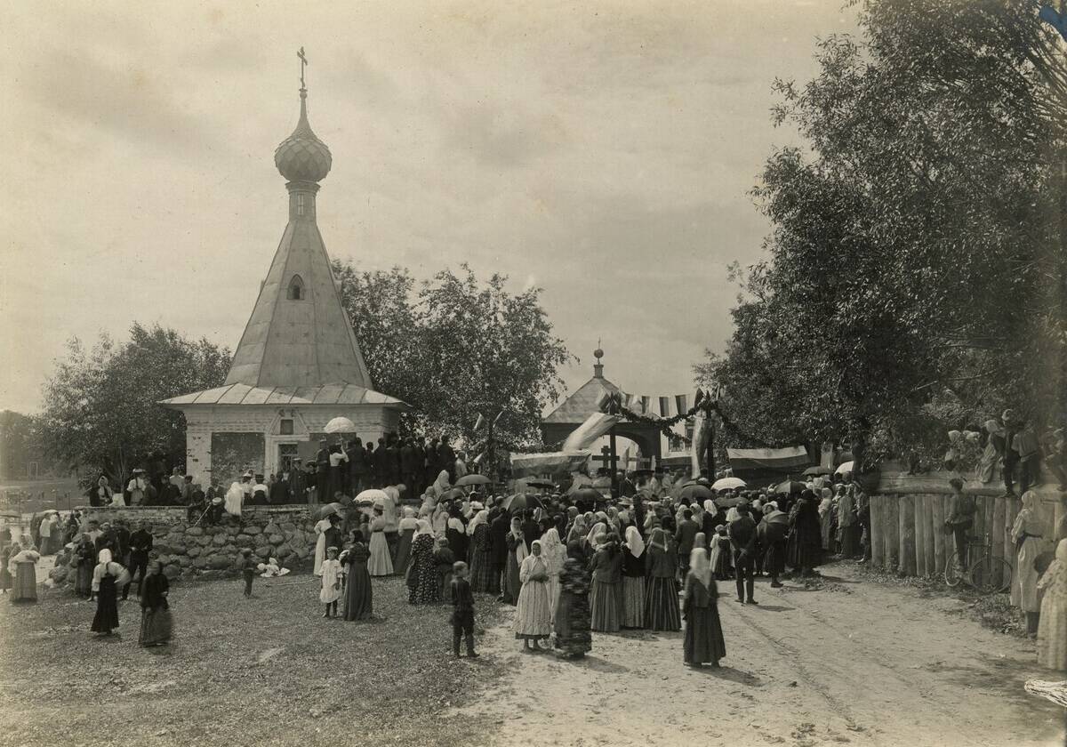 Часовня Креста Господня на Святом озере, Некрасово (Костромской район, Костромская область). архивная фотография, Фото 1909 года из фондов Костромского государственного историко-архитектурного и художественного музея-заповедника