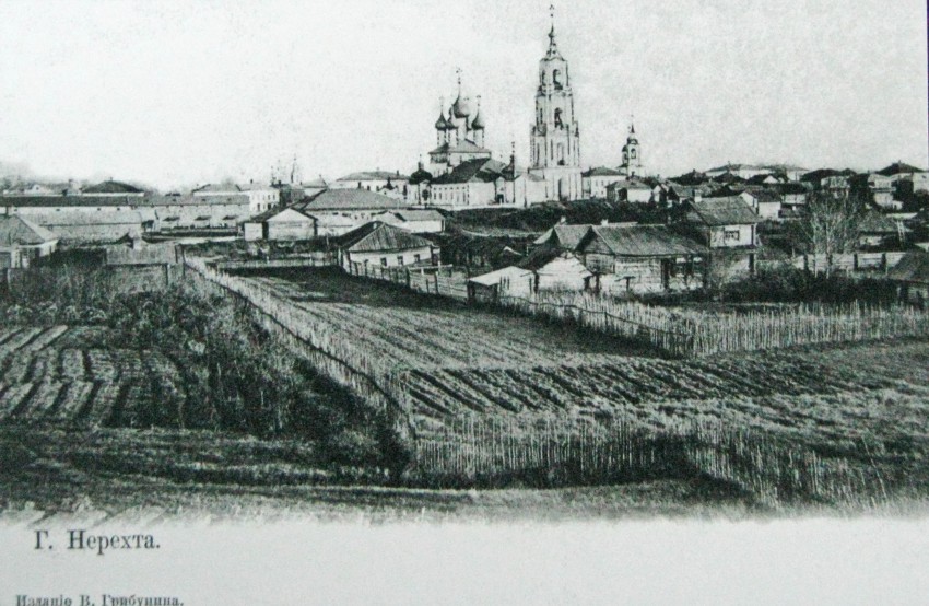 Собор Казанской иконы Божией Матери, Нерехта (Нерехтский район, Костромская область). архивная фотография, Нерехта - вид на Казанский собор - открытка начала ХХ века