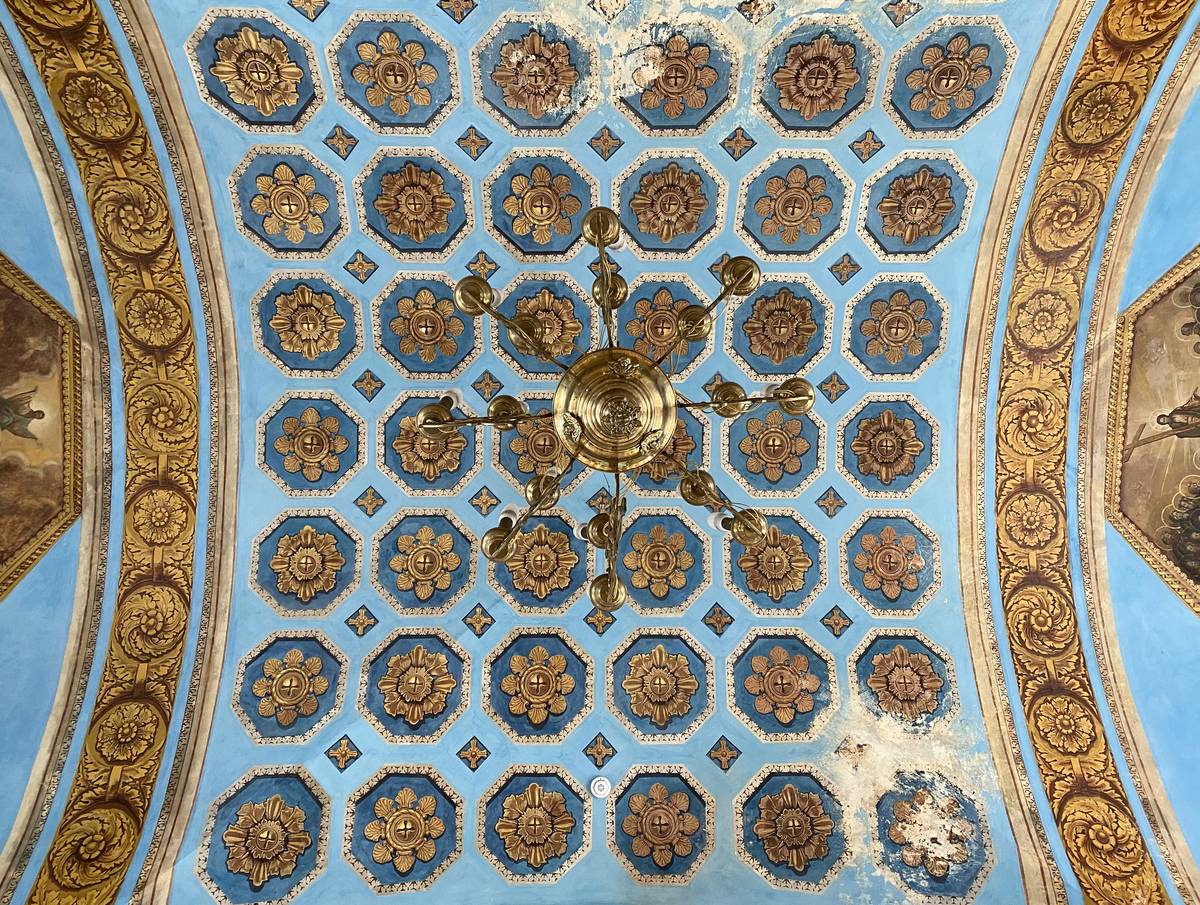 Свод трапезной в верхнем храме, интерьер и убранство. Церковь Преображения Господня, Нерехта (Нерехтский район, Костромская область)