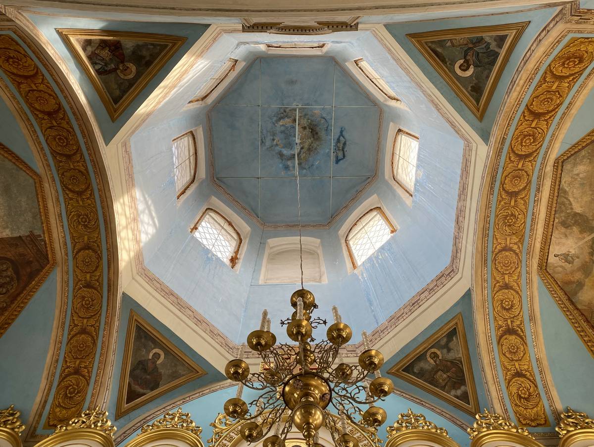 Подкупольное пространство в верхнем храме, интерьер и убранство. Церковь Преображения Господня, Нерехта (Нерехтский район, Костромская область)