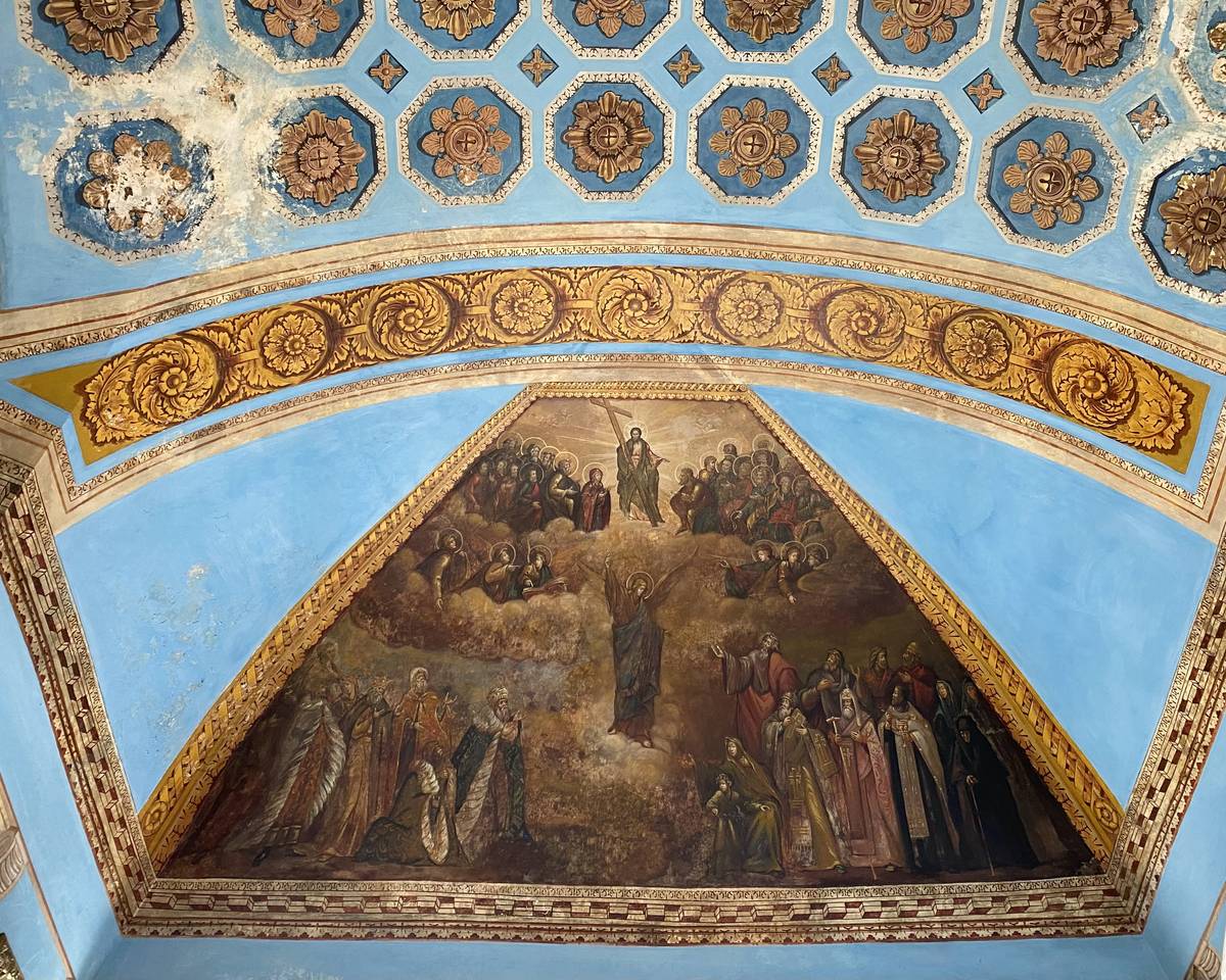 Роспись свода в трапезной верхнего храма, интерьер и убранство. Церковь Преображения Господня, Нерехта (Нерехтский район, Костромская область)