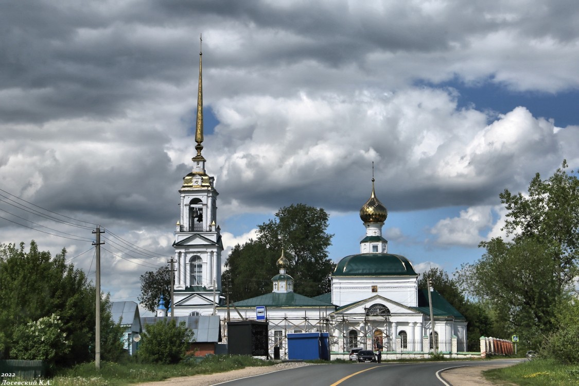 Кибергино. Церковь Усекновения главы Иоанна Предтечи. фасады, Вид с юго-запада