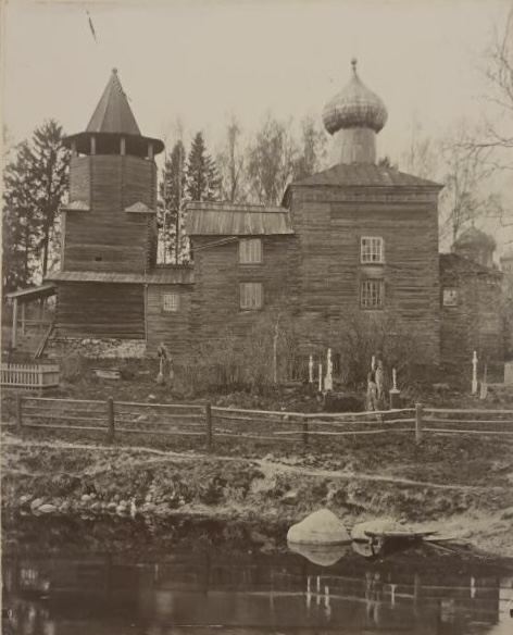 Церковь Николая Чудотворца (деревянная, старая), Заянье (Плюсский район, Псковская область). архивная фотография, Фонды ГИМ. Номер в ГК 46196316