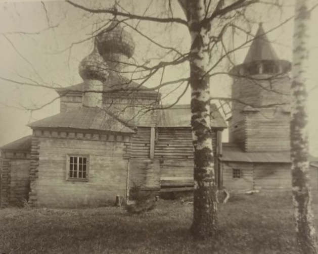 Церковь Николая Чудотворца (деревянная, старая), Заянье (Плюсский район, Псковская область). архивная фотография, Фонды ГИМ. Номер в ГК 46196312