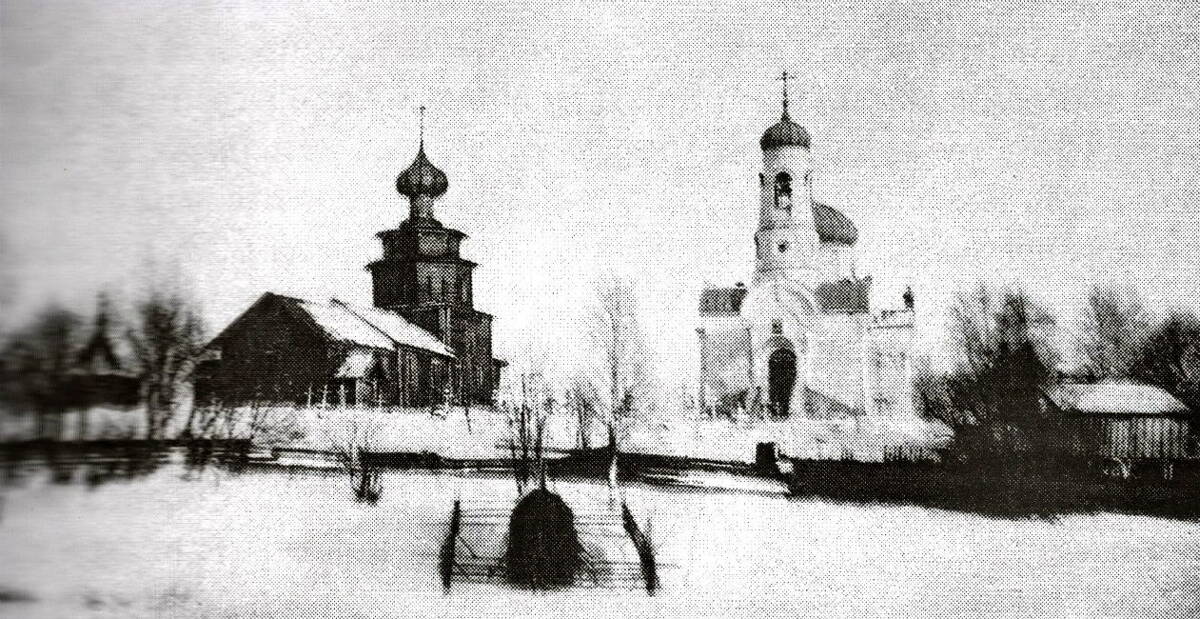 Церковь Воздвижения Креста Господня, Часовенская (Волховский район, Ленинградская область). архивная фотография, Фото 1909 года