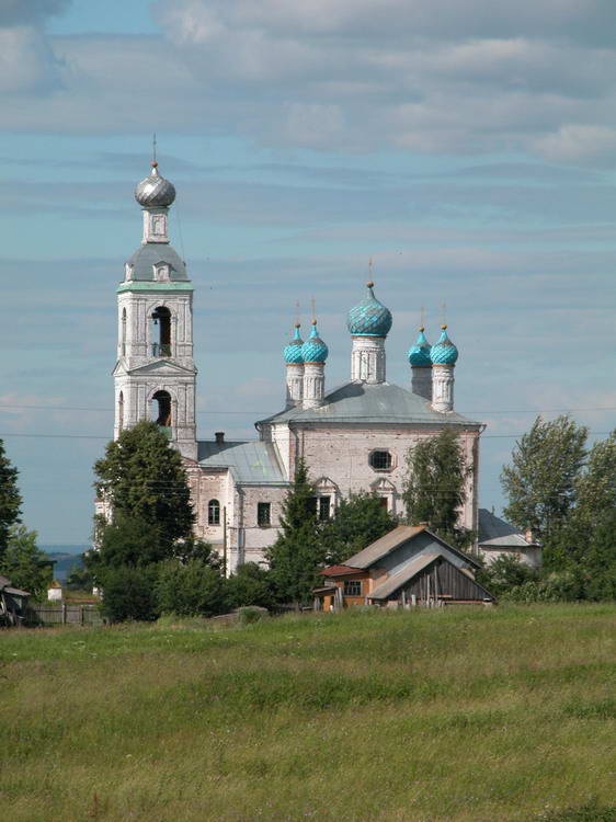 Скнятиново (Никольская с/а). Церковь Казанской иконы Божией Матери. общий вид в ландшафте
