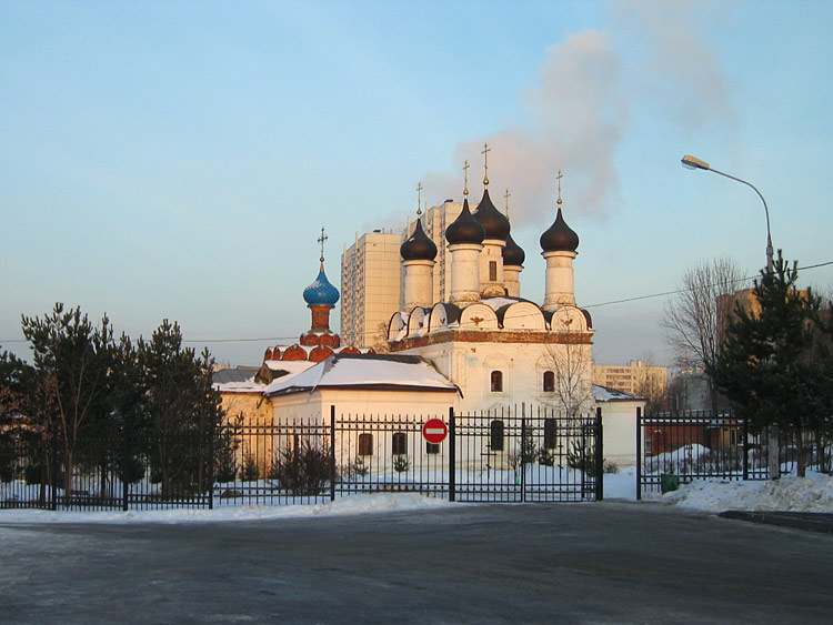 Северное Тушино. Церковь Покрова Пресвятой Богородицы в Братцеве. общий вид в ландшафте