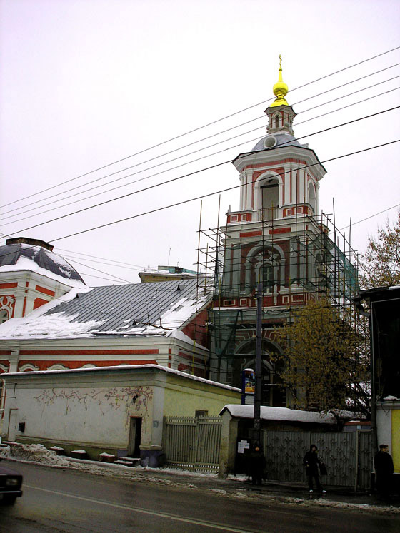 Церковь Алексия, митрополита Московского, в Рогожской слободе, Таганский (Центральный административный округ (ЦАО), г. Москва). документальные фотографии, Церковь Святителя Алексия Митрополита Московского(реставрируемая колокольня храма)