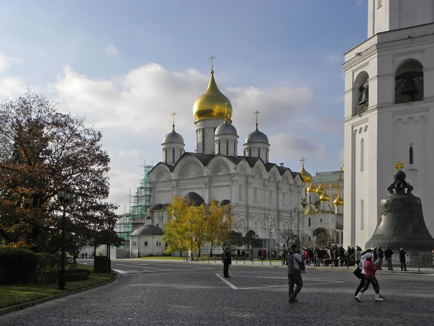 Кремль. Собор Михаила Архангела, Тверской (Центральный административный округ (ЦАО), г. Москва). общий вид в ландшафте