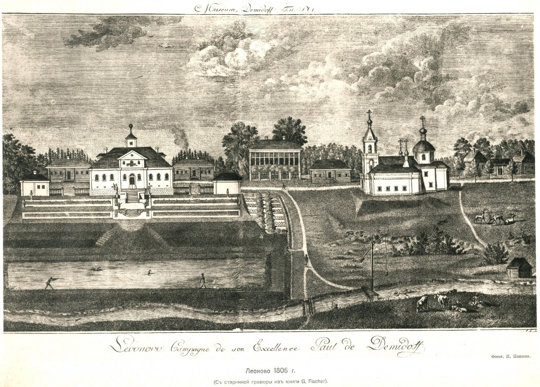 Церковь Ризоположения (Положения ризы Богородицы во Влахерне) в Леонове, Ростокино (Северо-Восточный административный округ (СВАО), г. Москва). графика, Рис. из книги Н.Филатов Капустин В.А. 