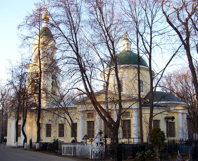Церковь Воскресения Словущего на Ваганьковском кладбище, Пресненский (Центральный административный округ (ЦАО), г. Москва). общий вид в ландшафте