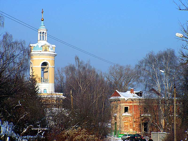 Церковь Петра, митрополита Московского, Петровское (Наро-Фоминский городской округ, Московская область). общий вид в ландшафте