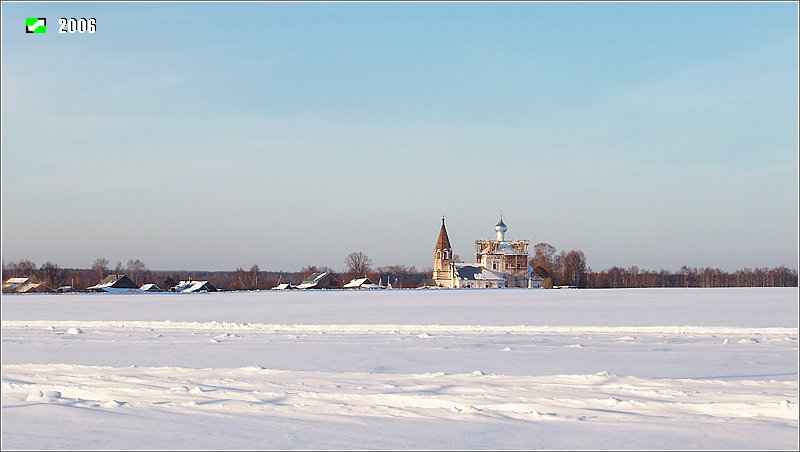 Церковь Казанской иконы Божией Матери, Малышево (Ковровский район и г. Ковров, Владимирская область). общий вид в ландшафте, Ландшафная панорама с юга