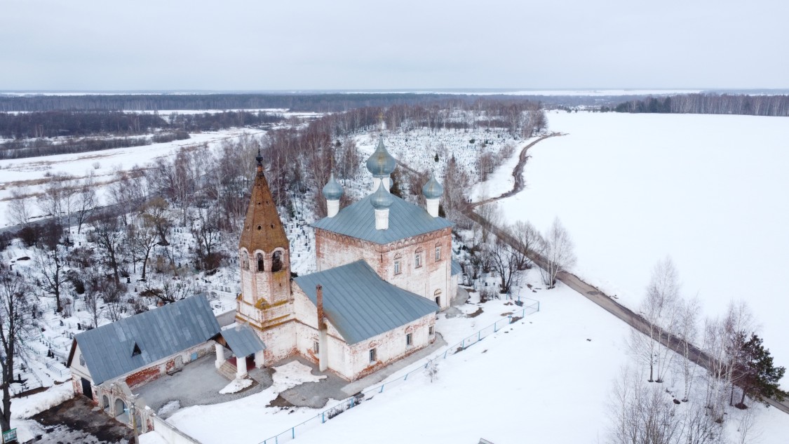 Церковь Казанской иконы Божией Матери, Малышево (Ковровский район и г. Ковров, Владимирская область). общий вид в ландшафте