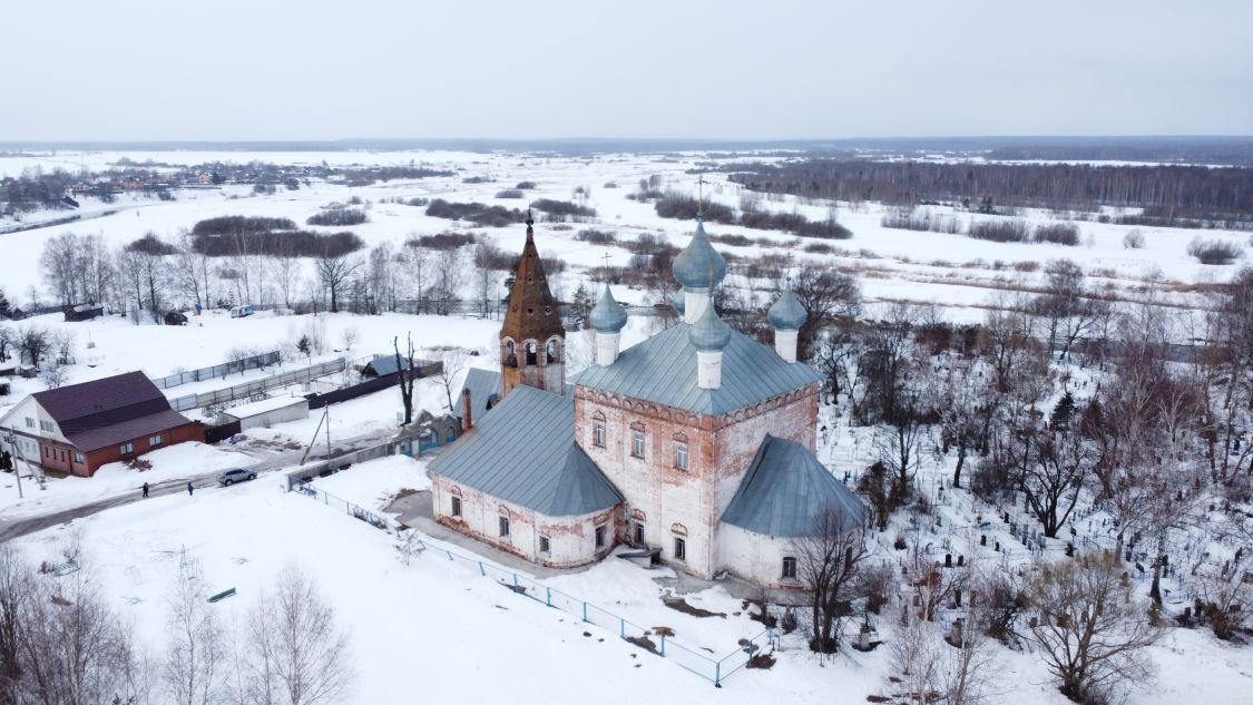 Церковь Казанской иконы Божией Матери, Малышево (Ковровский район и г. Ковров, Владимирская область). общий вид в ландшафте