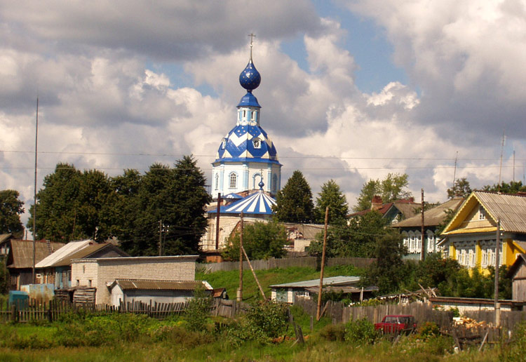 Пестяки. Церковь Успения Пресвятой Богородицы. общий вид в ландшафте, 		      