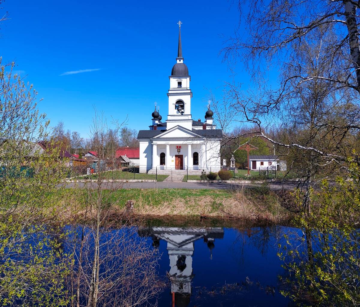 Церковь Николая Чудотворца, Кобона (Кировский район, Ленинградская область). общий вид в ландшафте