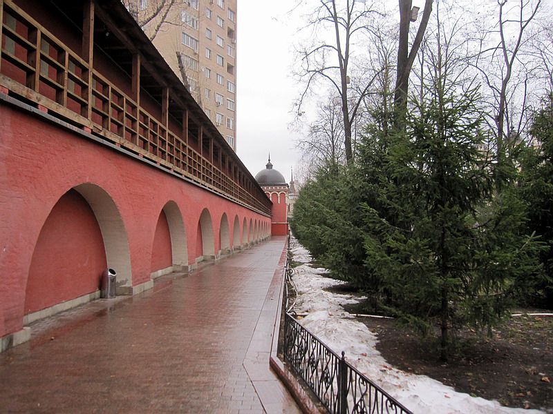 Покровский женский монастырь, Таганский (Центральный административный округ (ЦАО), г. Москва). архитектурные детали, Часть стены и башня миссионерской библиотеки.