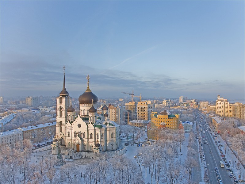 Кафедральный собор Благовещения Пресвятой Богородицы, Воронеж (Воронеж, город, Воронежская область). общий вид в ландшафте
