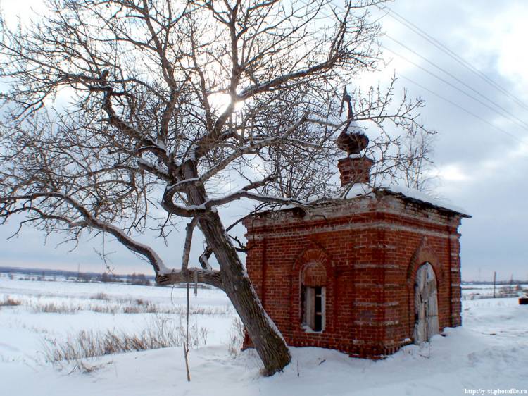 Стрельниково. Неизвестная часовня. общий вид в ландшафте