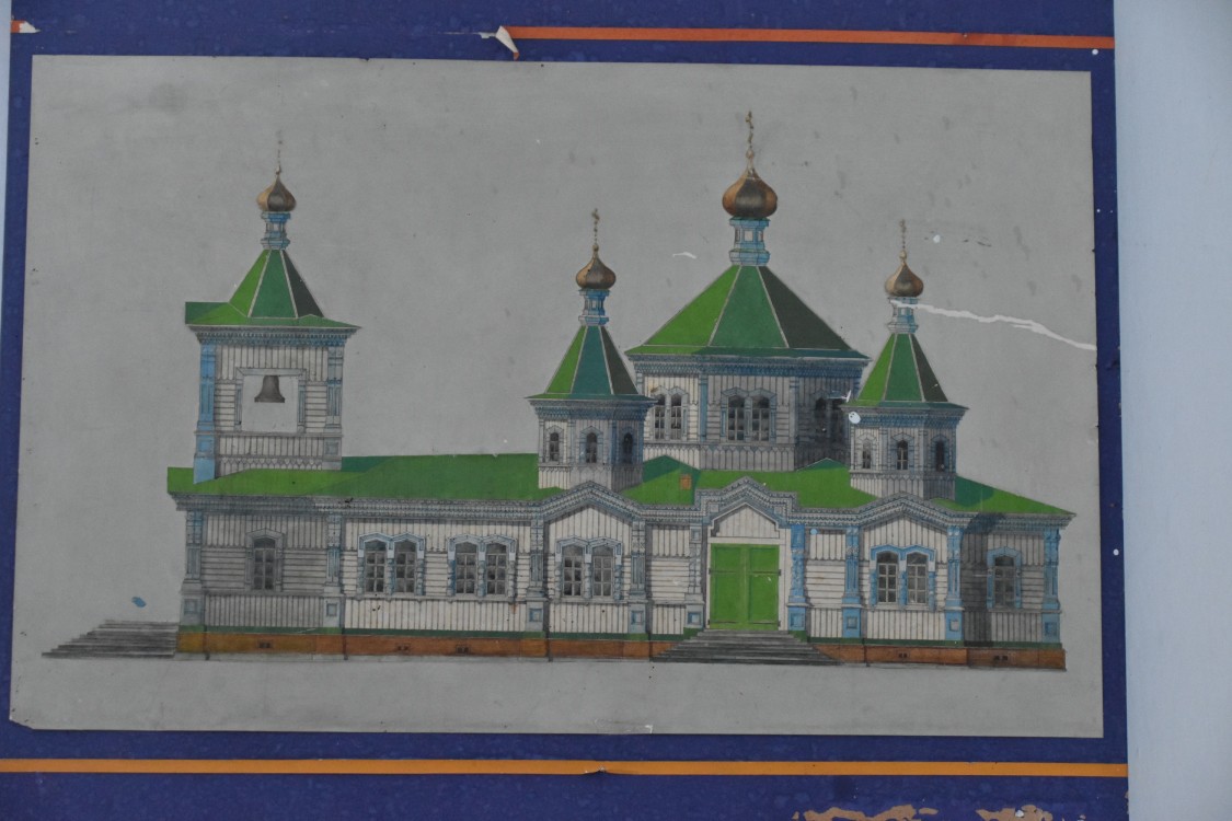 Церковь Троицы Живоначальной, Каракол (Кыргызстан, Прочие страны). графика, Рисунок церкви, отображаемый в притворстве