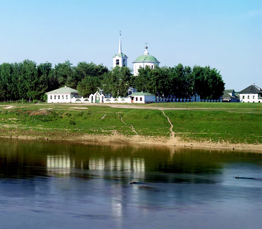 Зубцов. Собор Успения Пресвятой Богородицы. архивная фотография, С. М. Прокудин-Горский. Собор Успения Пресвятой Богородицы в Зубцове. Лето 1910 года. рестав.: Ходаковские Константин и Владимир с сайта  http://prokudin-gorskiy.ru/image.php?ID=5