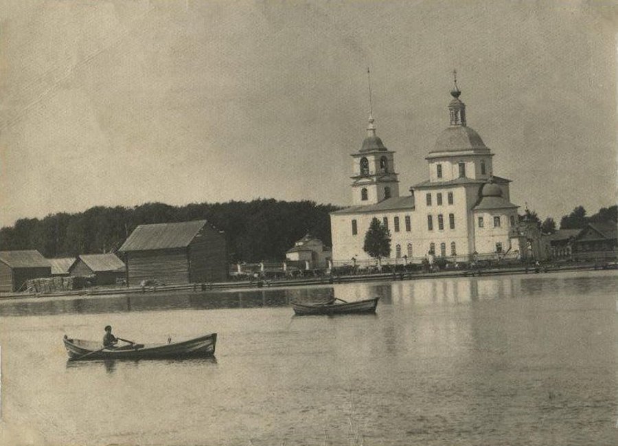 Церковь Рождества Христова, Крохино (акватория Шекснинского водохранилища) (Белозерский район, Вологодская область). архивная фотография, Фото начала ХХ века из фондов Белозерского областного краеведческого музея