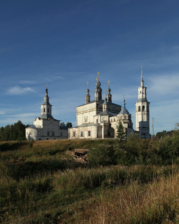 Лальск. Ансамбль Воскресенского собора с колокольней и Благовещенской церкви. общий вид в ландшафте