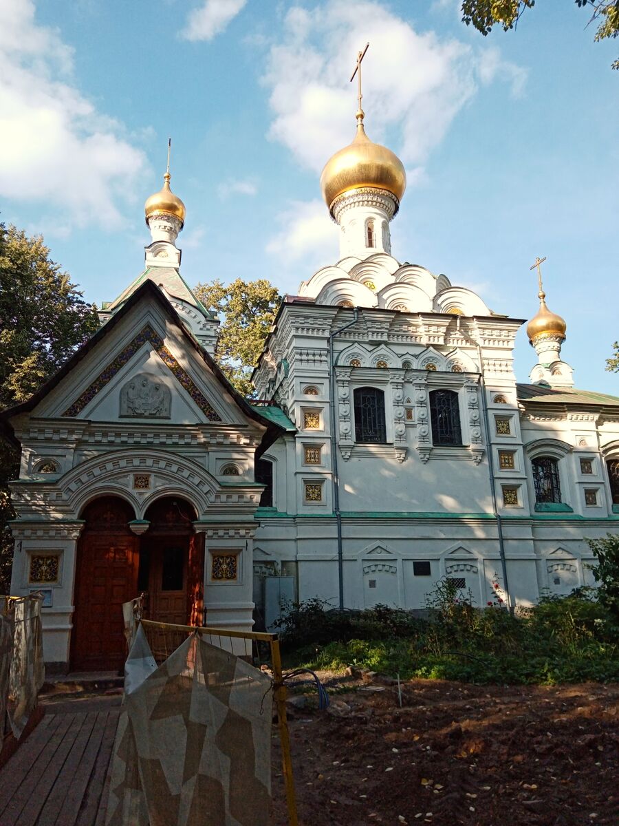 Церковь Троицы Живоначальной при больнице святого Владимира, Сокольники (Восточный административный округ (ВАО), г. Москва). общий вид в ландшафте