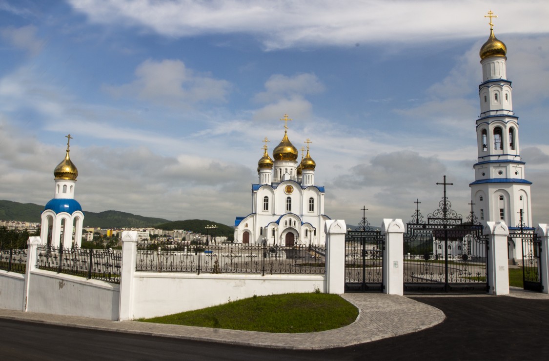 Петропавловск-Камчатский. Кафедральный собор Троицы Живоначальной. общий вид в ландшафте