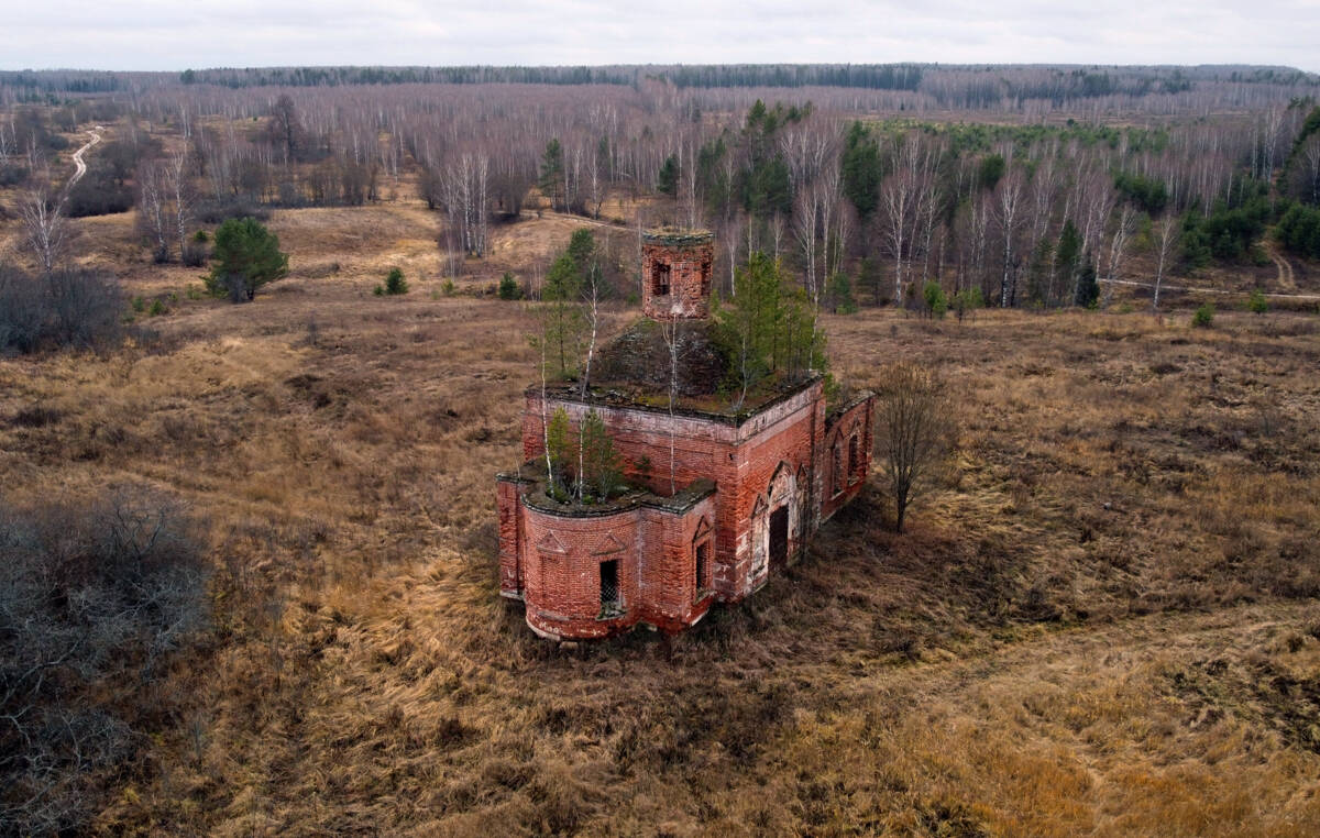 Церковь Петра и Павла, Петровское (Ковровский район и г. Ковров, Владимирская область). общий вид в ландшафте