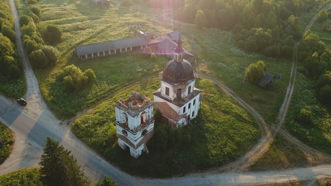Церковь Илии Пророка, Коротец (Кирилловский район, Вологодская область). общий вид в ландшафте