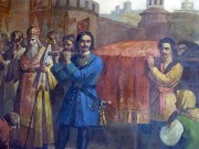 Церковь Николая Чудотворца, Роспись(фрагмент): Перенесение мощей свт. Александра Невского<br>, Лосино-Петровский, Лосино-Петровский городской округ и ЗАТО Звёздный городок, Московская область