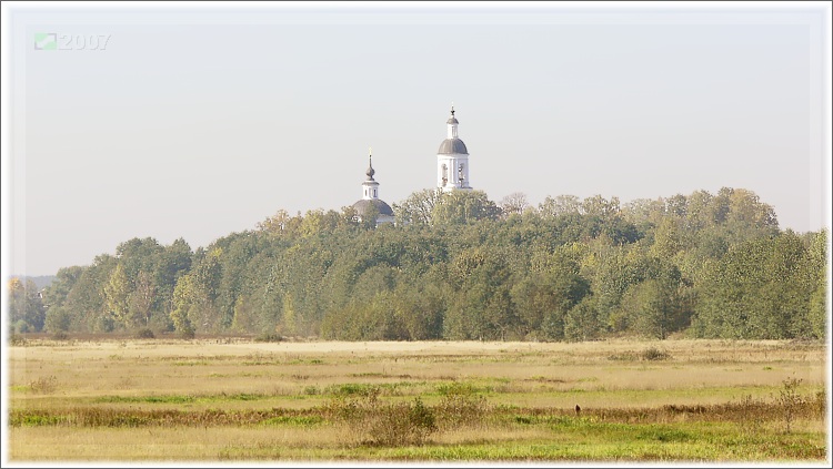 Церковь Николая Чудотворца, Филипповское (Киржачский район, Владимирская область). общий вид в ландшафте, Панорама с юго-востока, с трассы А108 