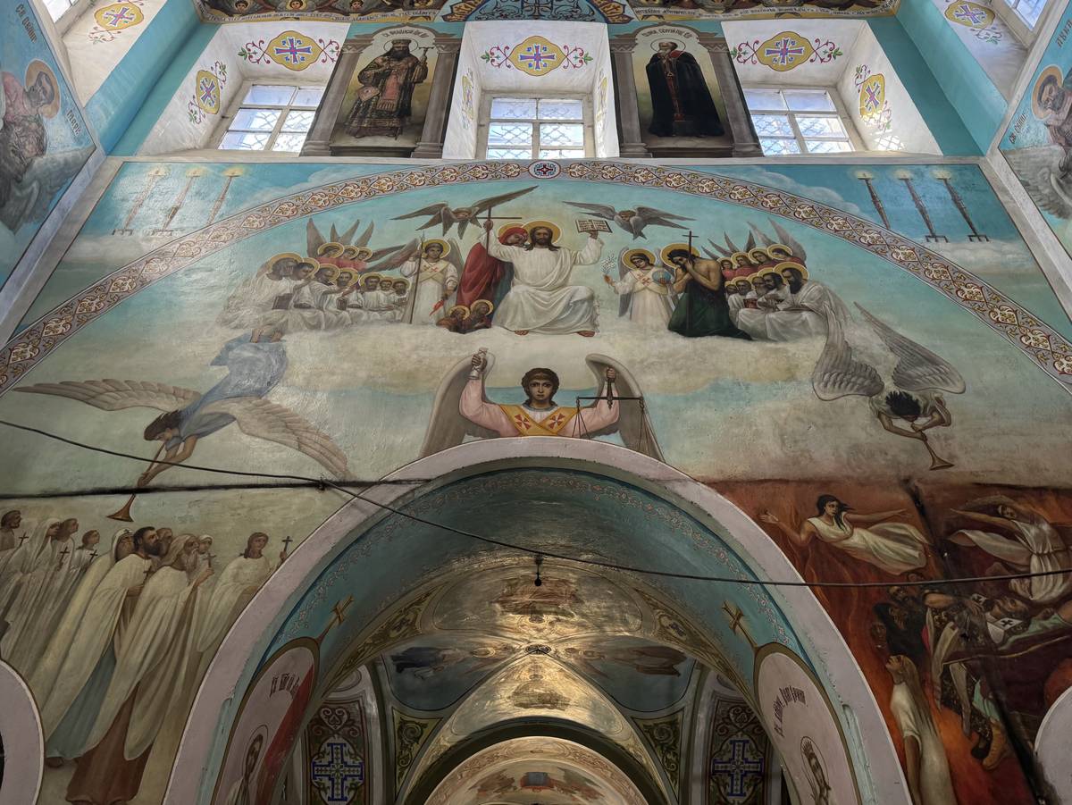 Роспись западной стены четверика, интерьер и убранство. Церковь Илии Пророка, Мамонтово (Богородский городской округ, Московская область)